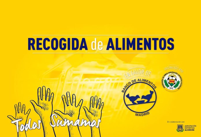Cartel de la campaña de recogida de alimentos para la delegación del Banco de Alimentos de Alcorcón. AD Alcorcón